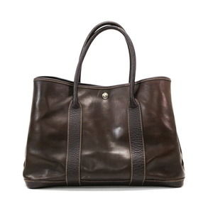 HERMES Garden Party PM Amazonia Leather H Handbag Tote Bag Black